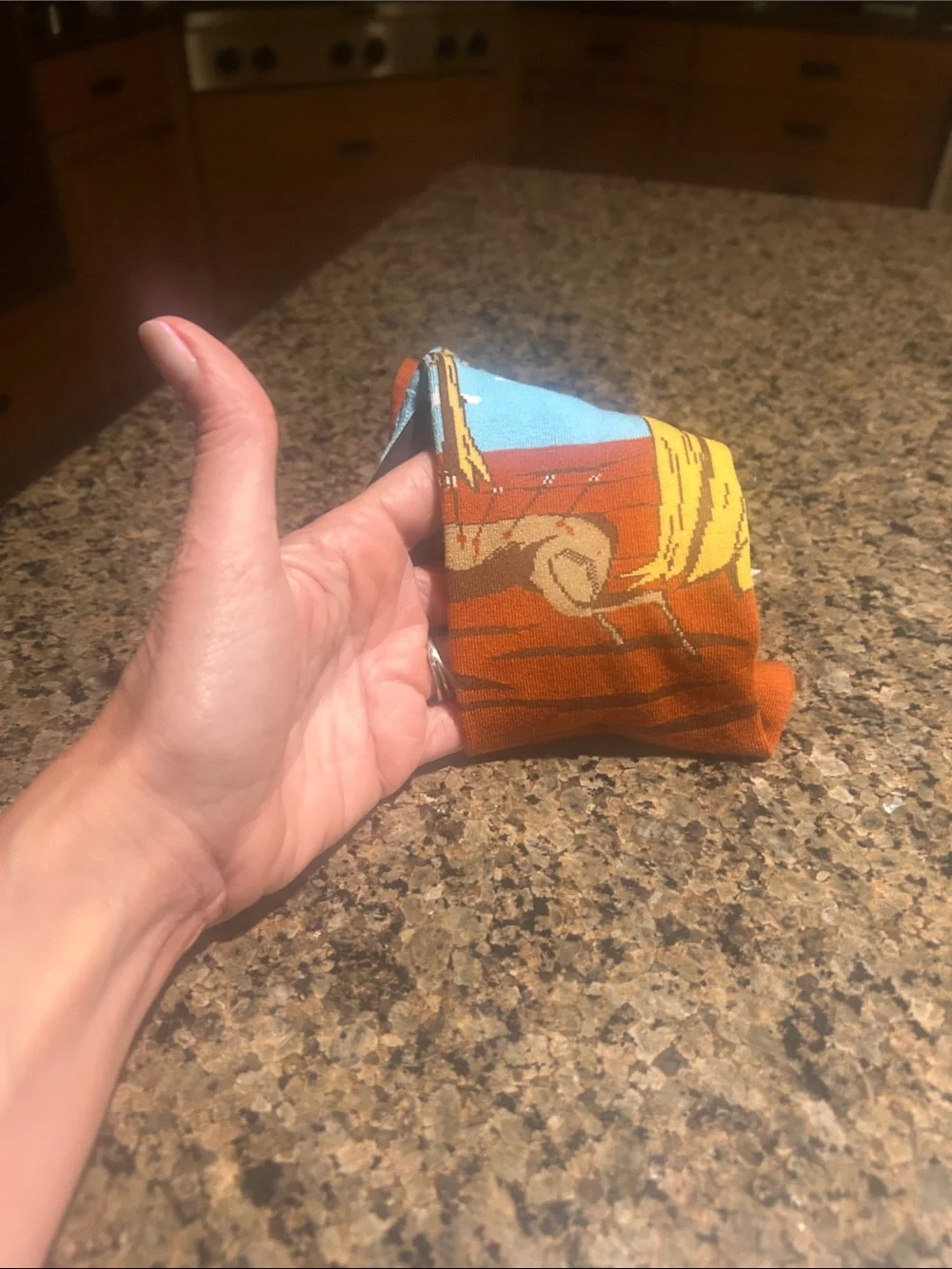 Immersive Frida Kahlo Orange Artistic Crew Socks